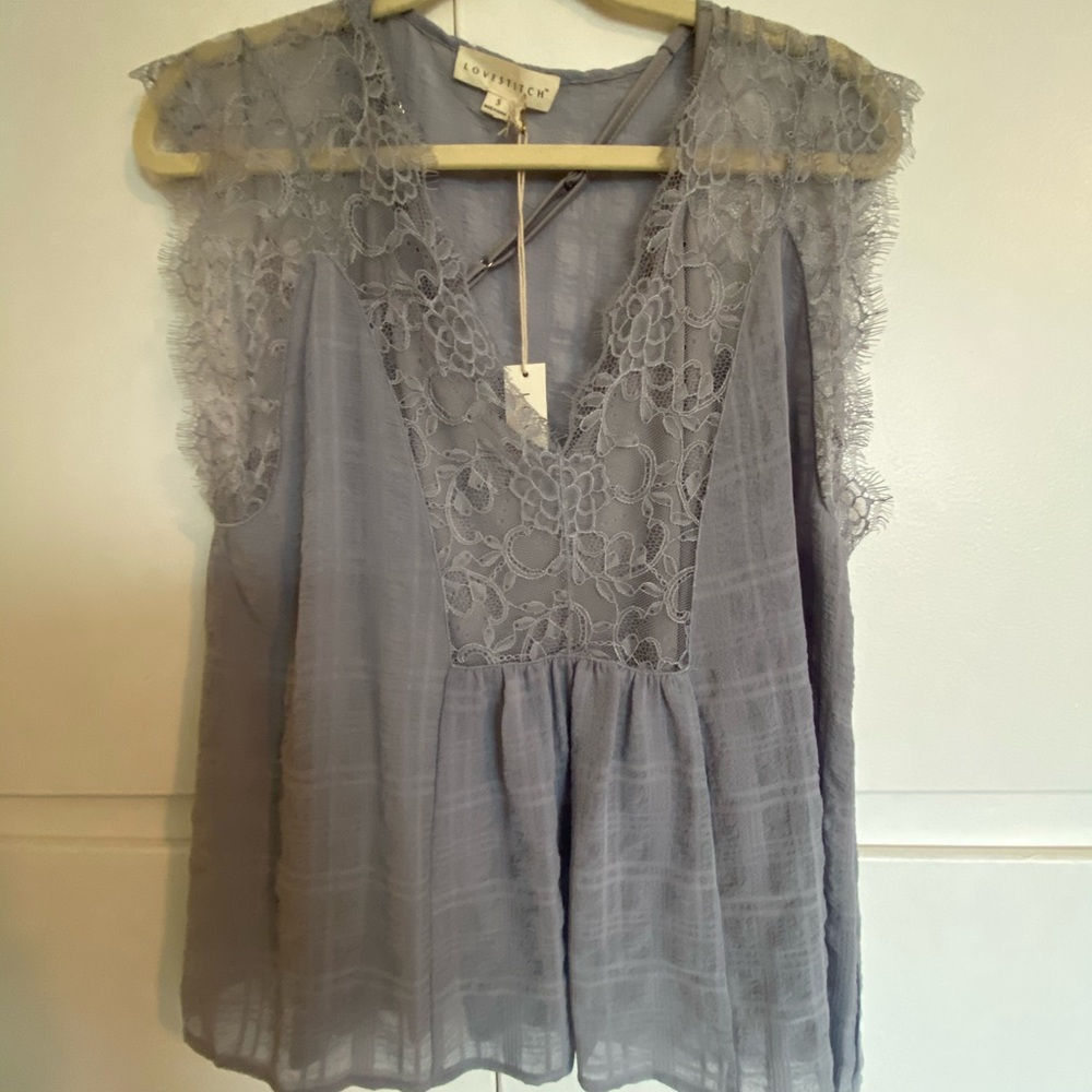 lavender lace top with cami insert